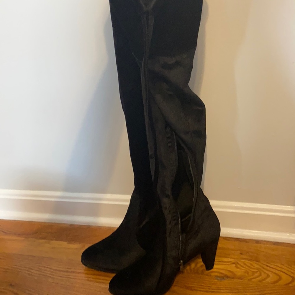 Velvet Tie Up Thigh High Boots